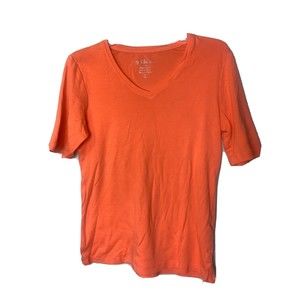 By Chicos womens cotton Tee Size 0 Tshirt Orange/salmon V neck BP